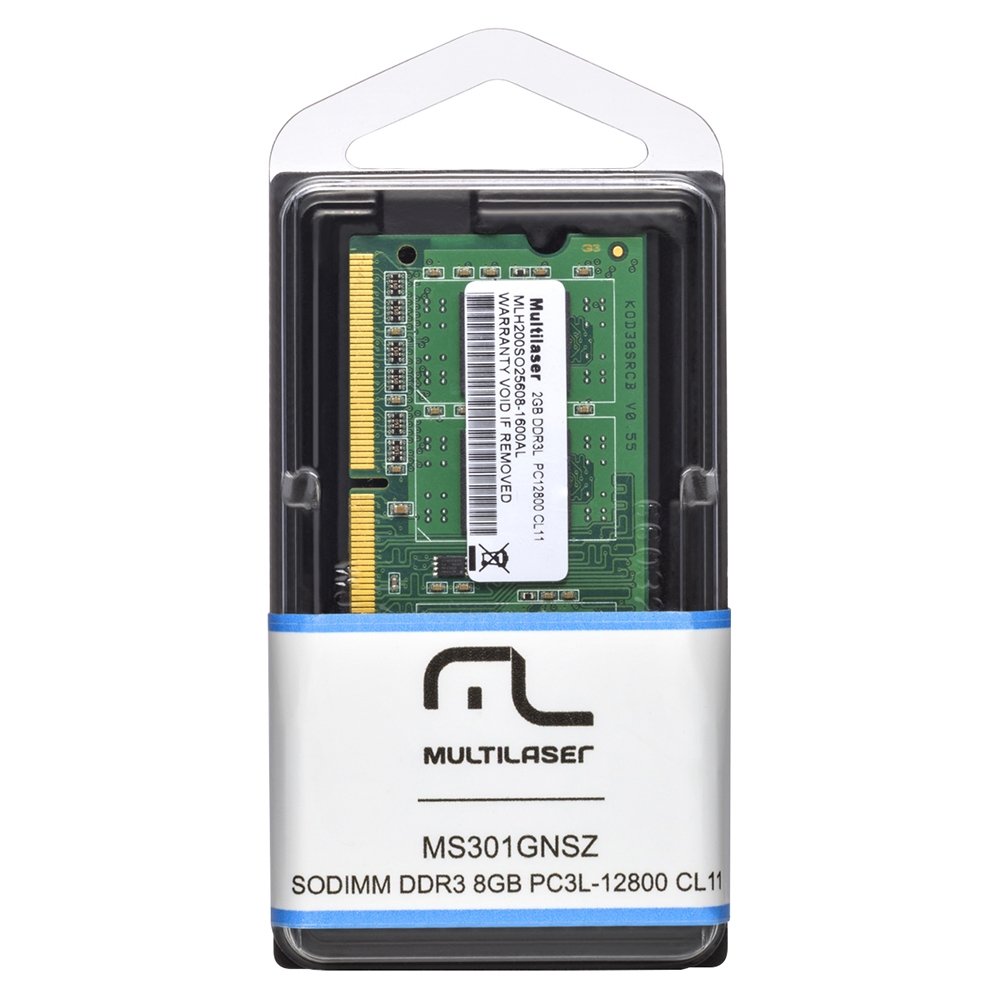 Memória Notebook Multilaser MM420 DDR3 204-PIN SODIMM PC3L-12800, 4GB