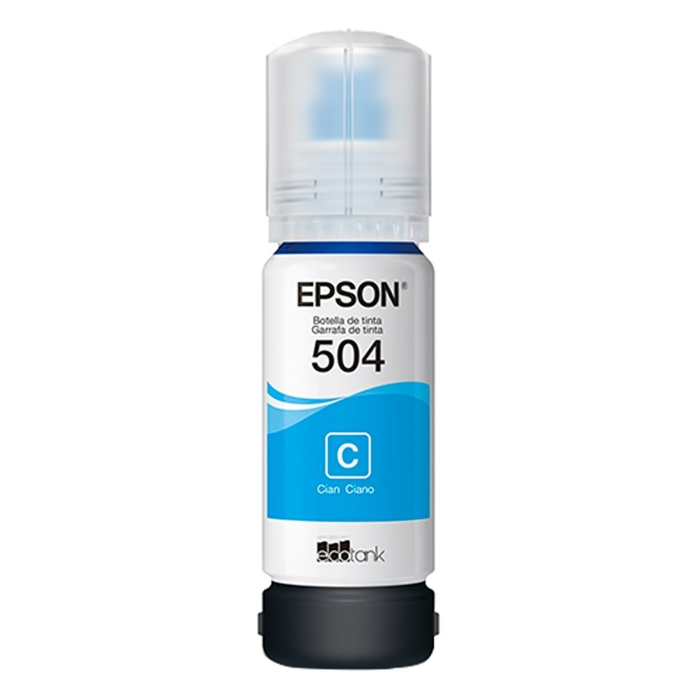 Garrafa de Tinta Original Epson EcoTank T504 T504220 Ciano para Impressoras L4150, L4160, L6161, L6171 e L6191