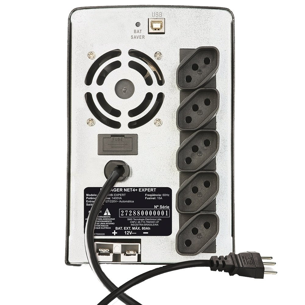 Nobreak SMS NET4+ Expert, 1500VA, Entrada Bivolt, Saída 115V com Conexão para Bateria Externa e Sofware de Gerenciamento
