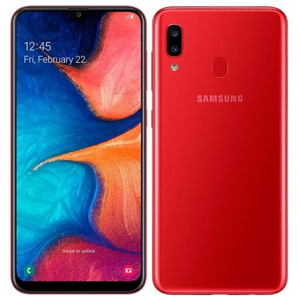Smartphone Samsung Galaxy A20, Dual Chip, Vermelho, Tela 6.4", 4G+Wi-Fi, Android, Câm dupla 13MP+5MP e frontal 8MP, 32GB