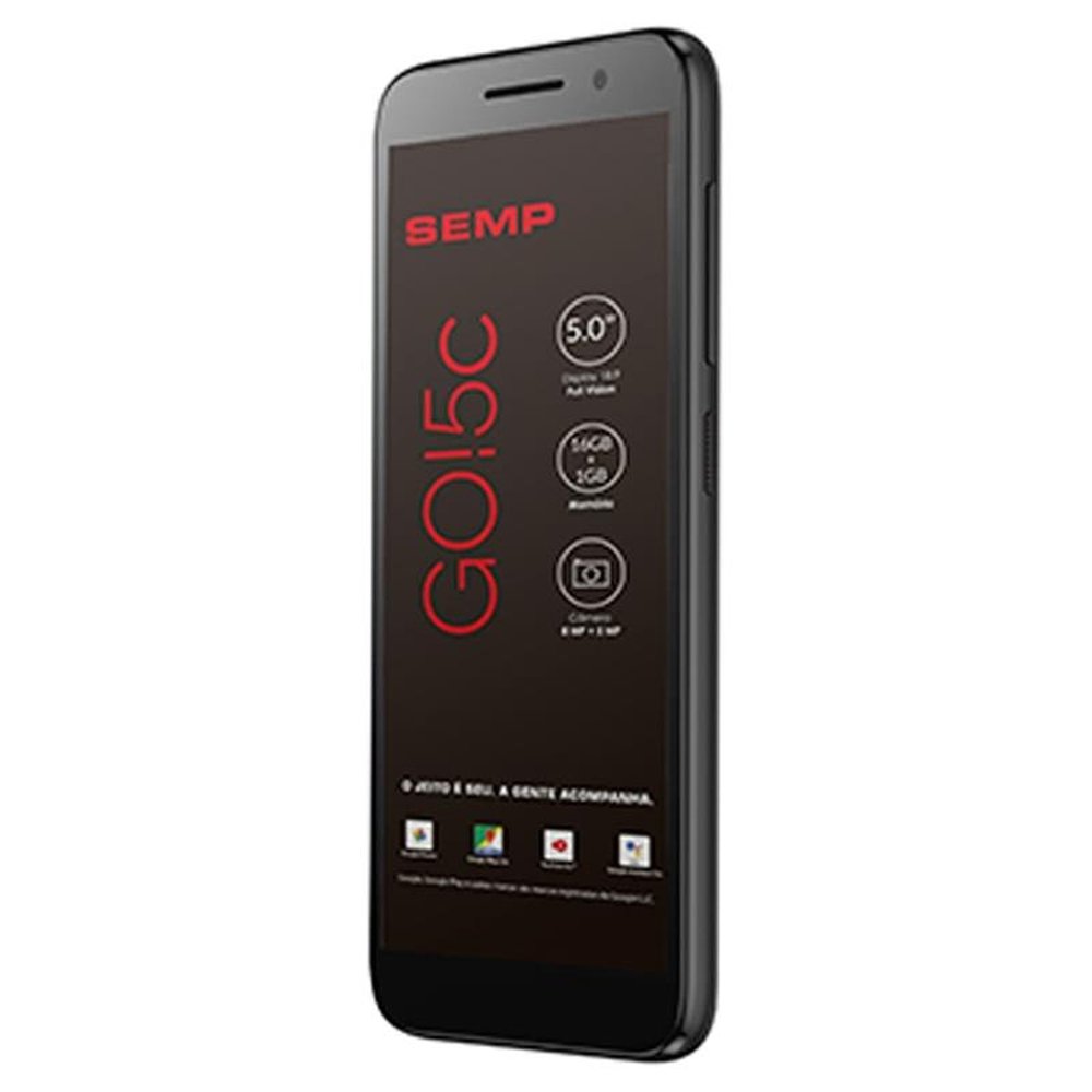Smartphone Semp Go!5c, Preto, Tela 5", 4G+Wi-Fi, Android 8.1, Câmera Traseira 8MP e Frontal 5MP, 16GB