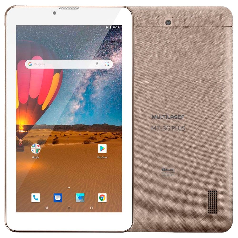 Tablet Multilaser M7 Plus, Dourado, Tela 7", 3G+Wi-Fi, Bluetooth, Android 10,Câm traseira 2MP, 16GB