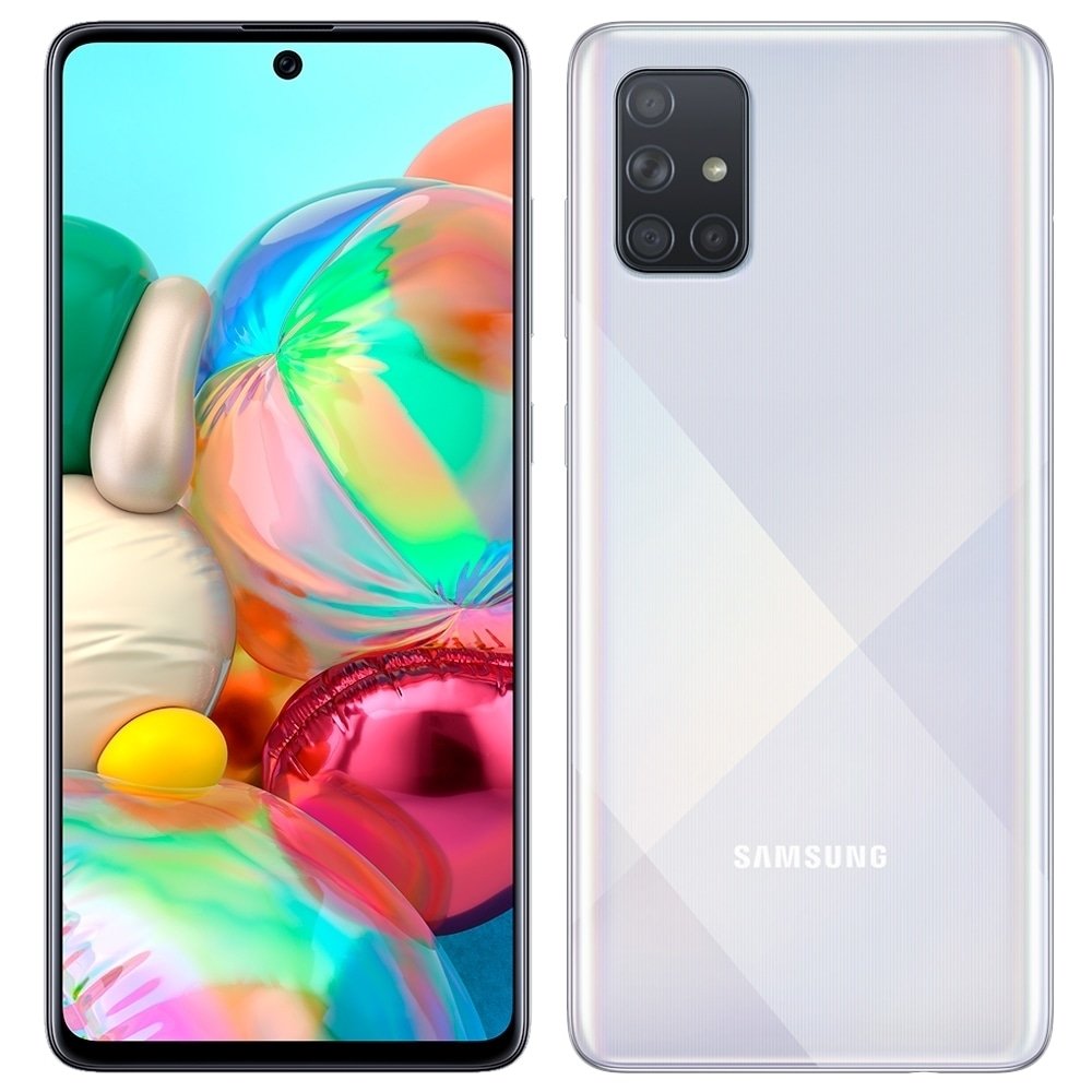 Smartphone Samsung Galaxy A71,Prata, Tela 6.7", 4G+Wi-Fi+NFC, Android 10,Câm Traseira 64+12+5+5MP e Frontal 32MP,128GB