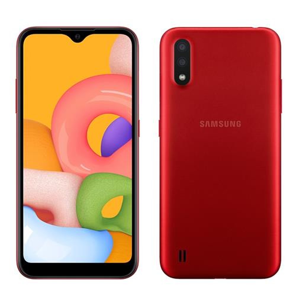Smartphone Samsung Galaxy A01, Vermelho, Tela 5.7", 4G+Wi-Fi, Android, Câm Traseira 13+2MP e Frontal 5MP, 32GB