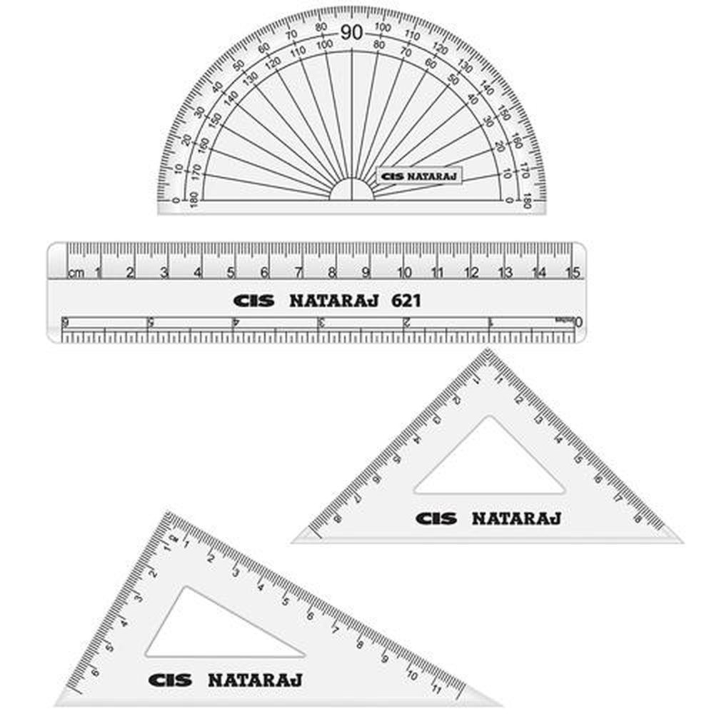 Kit Geométrico: 1 Régua + 2 Esquadros + 1 Transferidor 20x1 - CIS