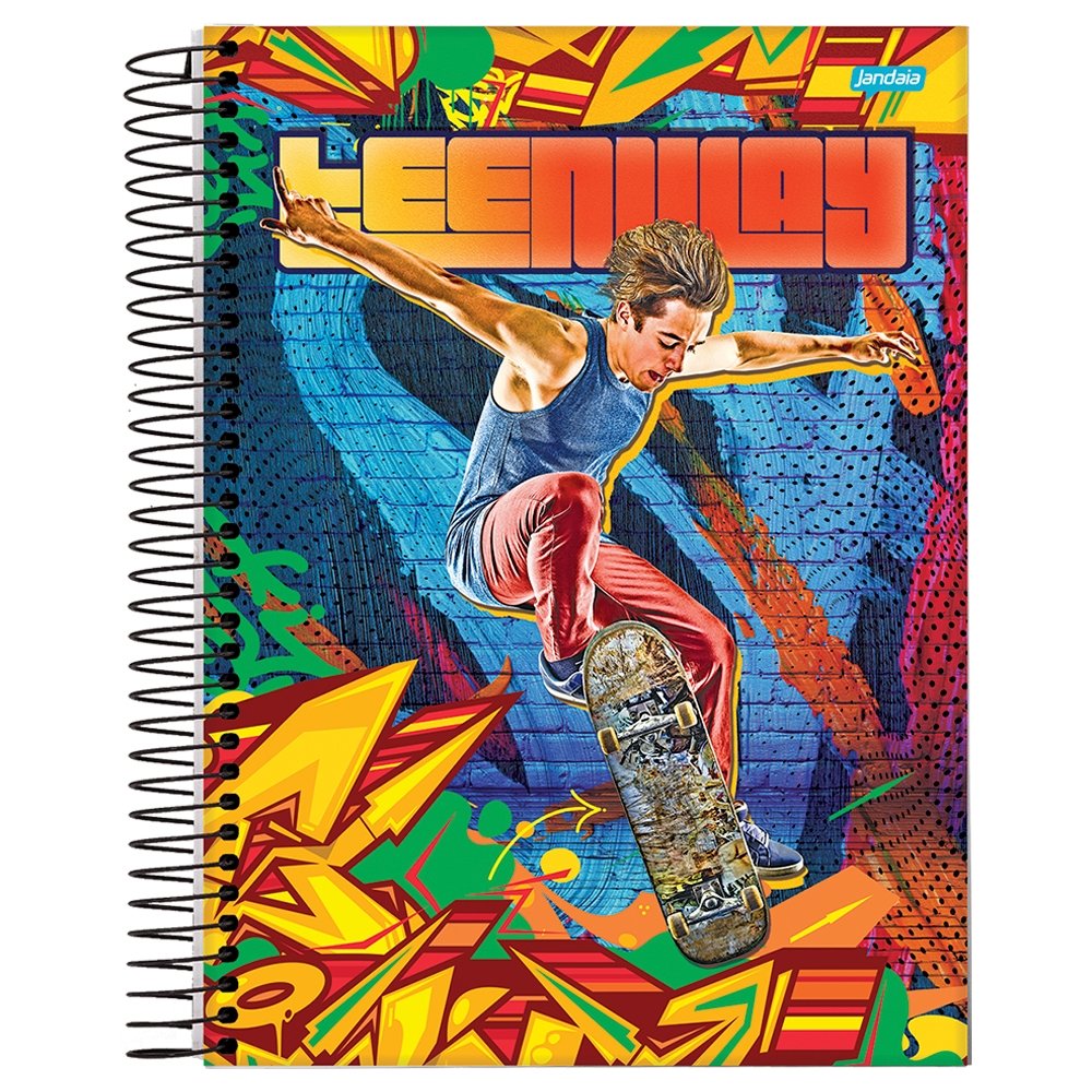 Caderno Espiral Universitário Jandaia Capa Dura Teen Way 1 Matéria 96 Folhas - Embalagem com 4 Unidades (Sortidos)