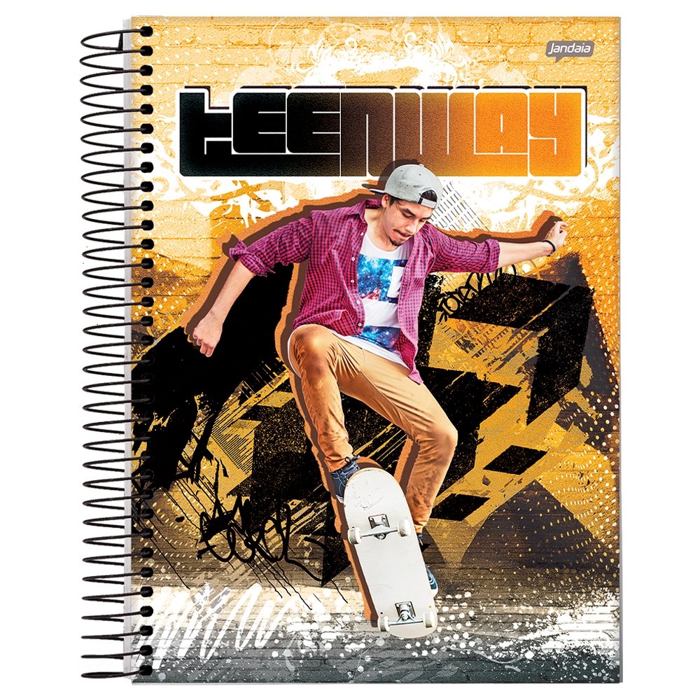 Caderno Espiral Universitário Jandaia Capa Dura Teen Way 1 Matéria 96 Folhas - Embalagem com 4 Unidades (Sortidos)