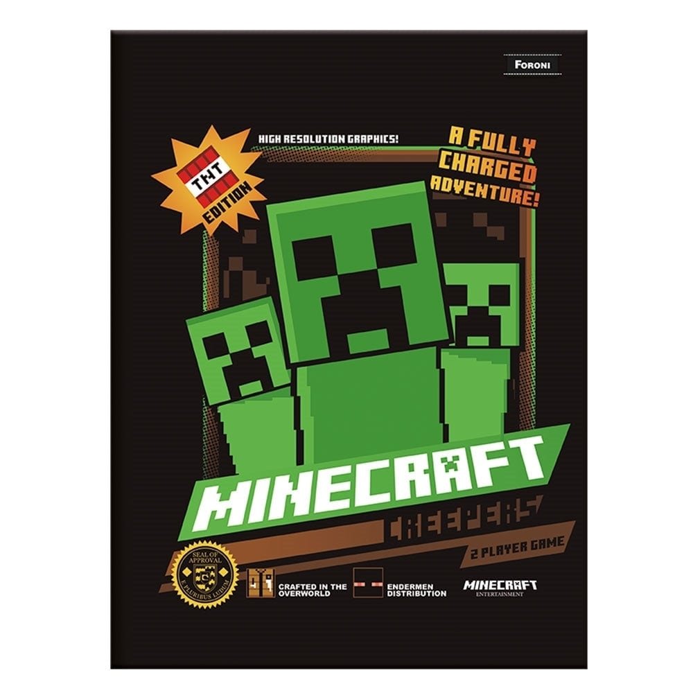 Caderno Costurado Foroni Universitário Capa Dura Jogo Minecraft 96 Folhas - Embalagem com 5 Unidades