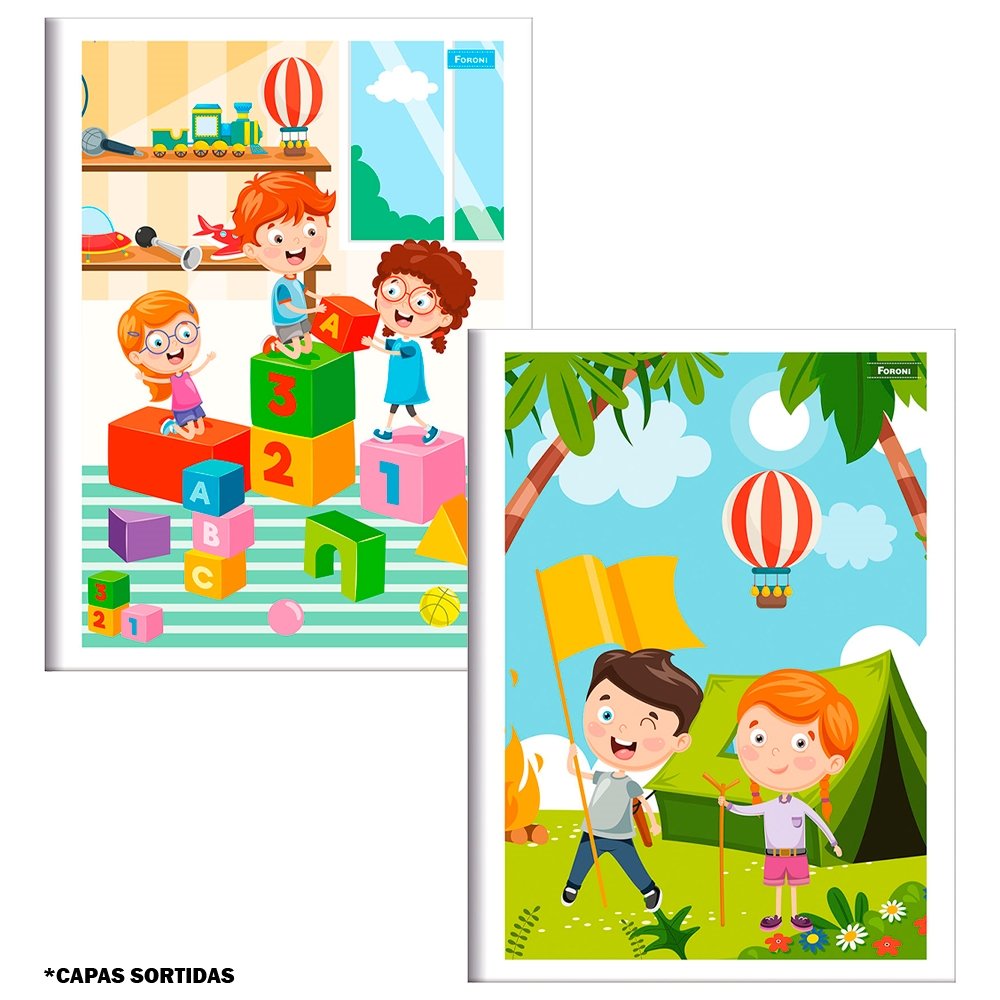 Caderno Brochura Foroni 1/4  60 Folhas - Embalagem com 10 Unidades (Sortidos)
