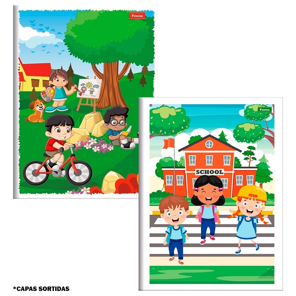 Caderno Brochura Foroni 1/4  60 Folhas - Embalagem com 10 Unidades (Sortidos)