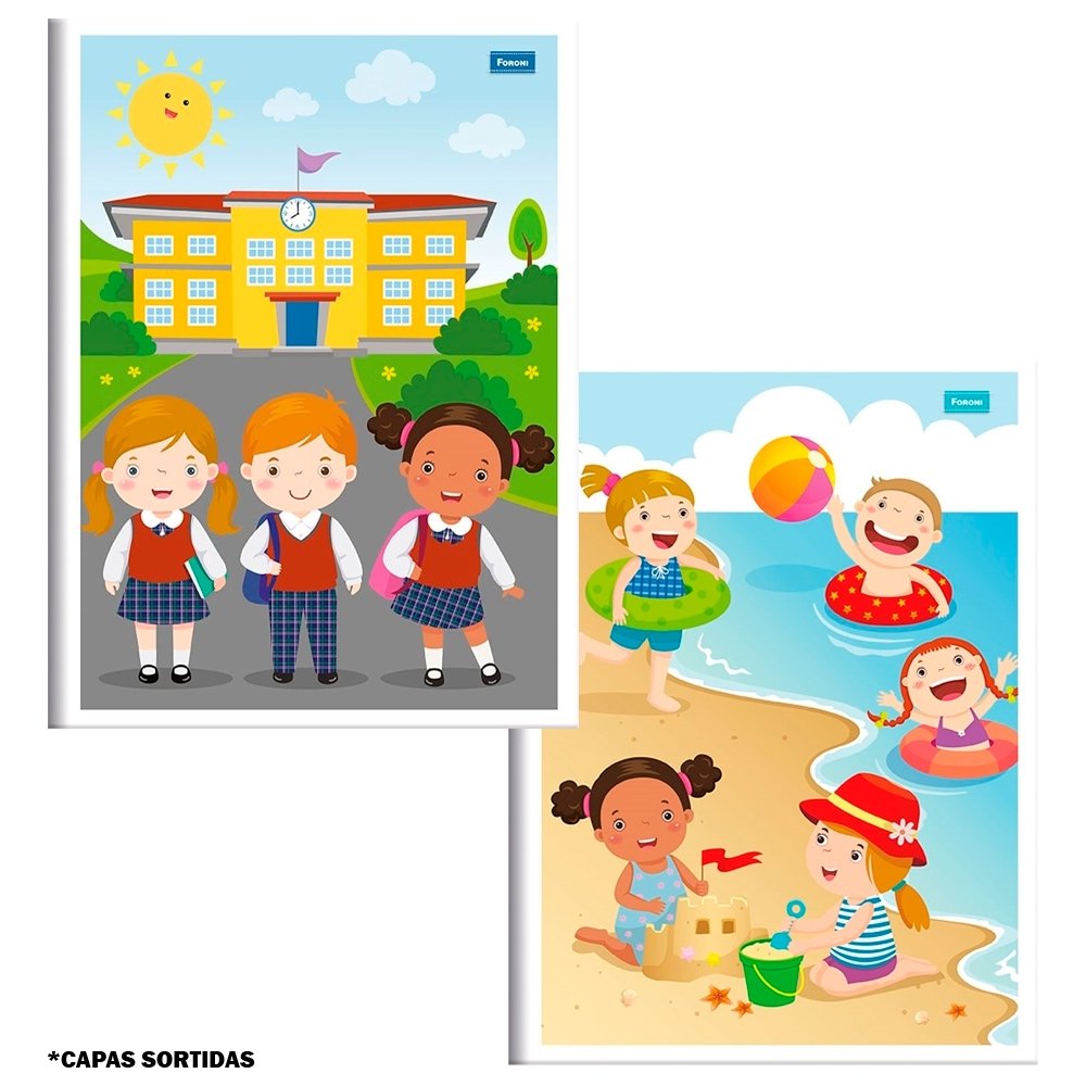 Caderno Brochura Foroni 1/4  60 Folhas - Embalagem com 10 Unidades (Sortidos)