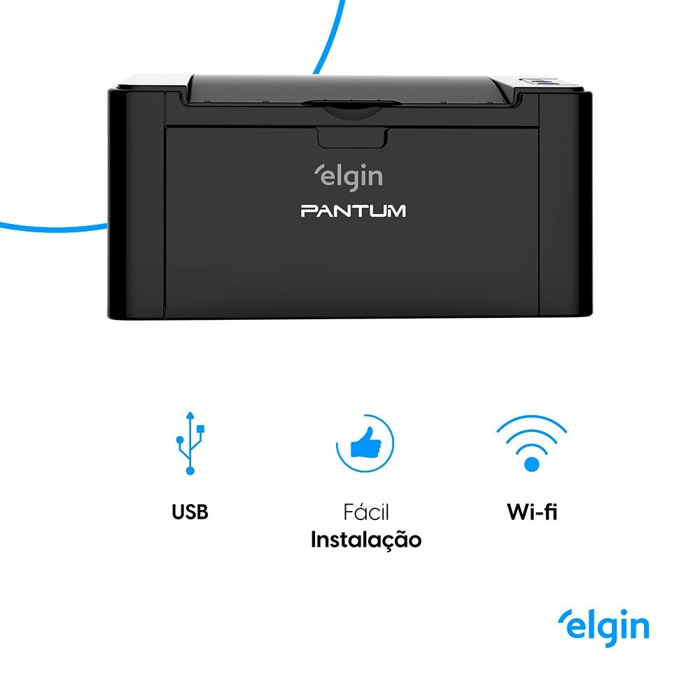 Impressora Elgin P2500W Pantum, Laser, Monocromática, Wi-Fi, USB 2.0, Preto, 110V
