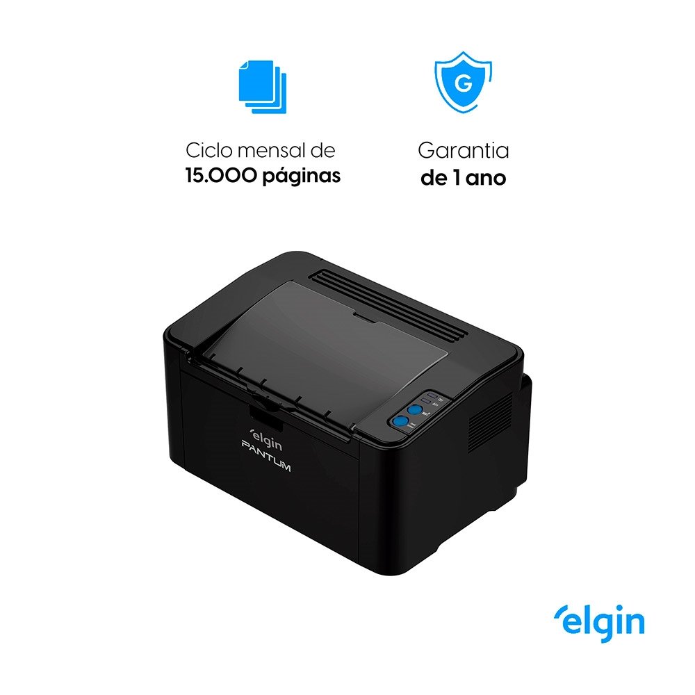Impressora Elgin P2500W Pantum, Laser, Monocromática, Wi-Fi, USB 2.0, Preto, 110V