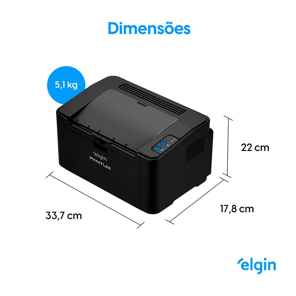 Impressora Elgin P2500W Pantum, Laser, Monocromática, Wi-Fi, USB 2.0, Preto, 110V