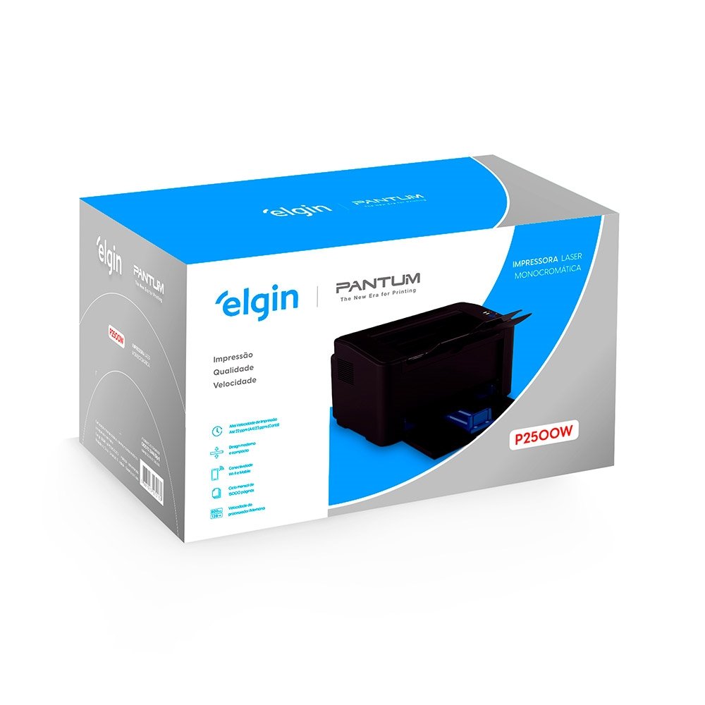Impressora Elgin P2500W Pantum, Laser, Monocromática, Wi-Fi, USB 2.0, Preto, 110V
