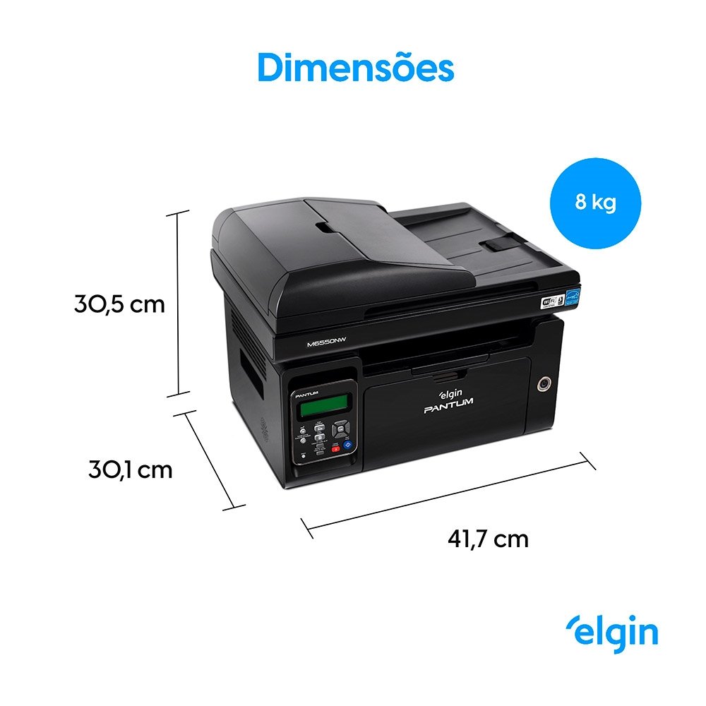 Multifuncional Elgin M6550NW Pantum, Laser, Monocromática, Wi-Fi, USB 2.0 Preto, 110V