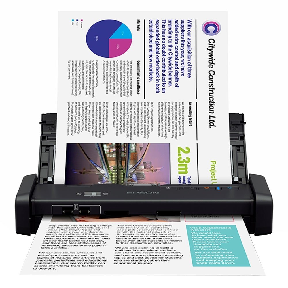 Scanner Portátil Epson Workforce ES-200, Duplex, 600 dpi, USB, Alinhamento Automático
