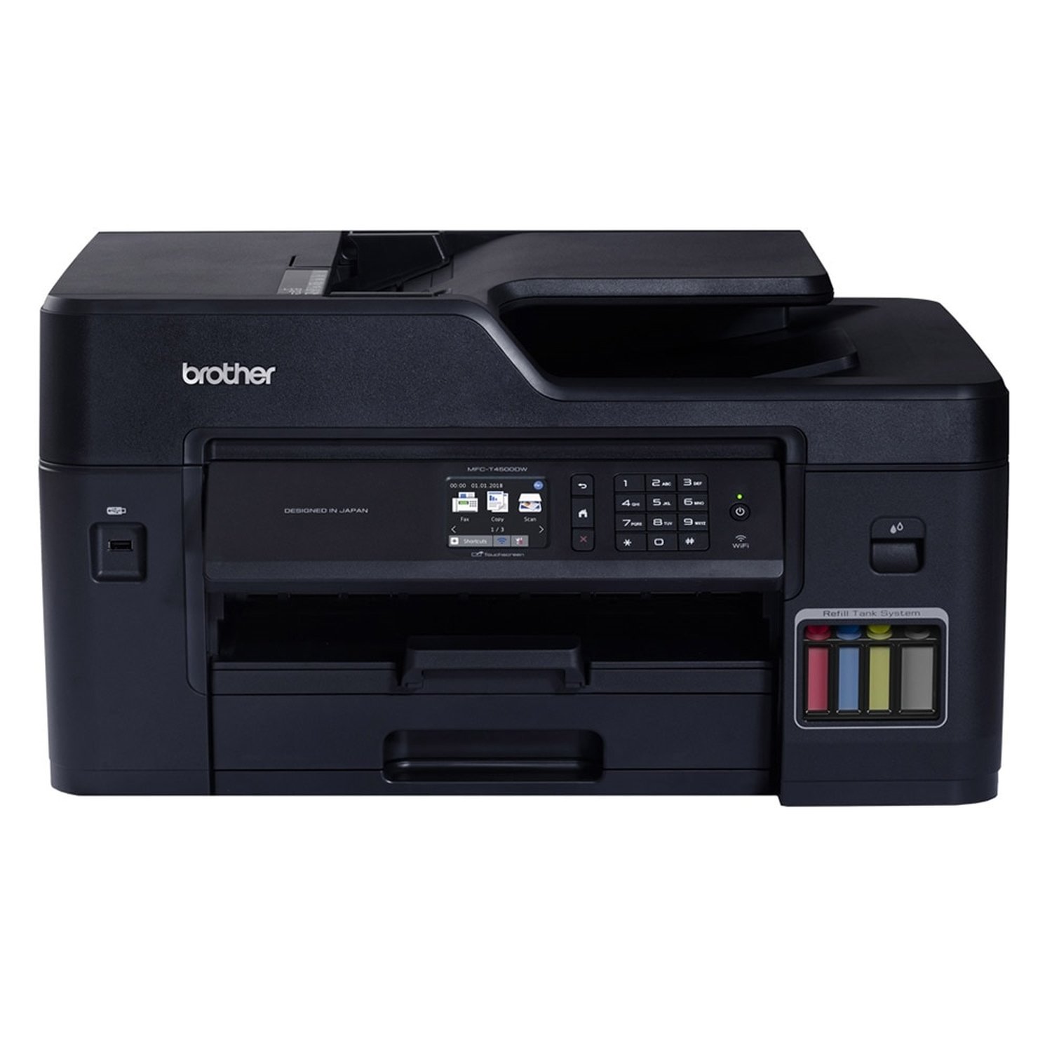 Multifuncional Brother Tank MFCT4500, Tanque de Tinta, Colorida, USB, Wi-Fi Direct, Ethernet, Fax, Preto, 110V