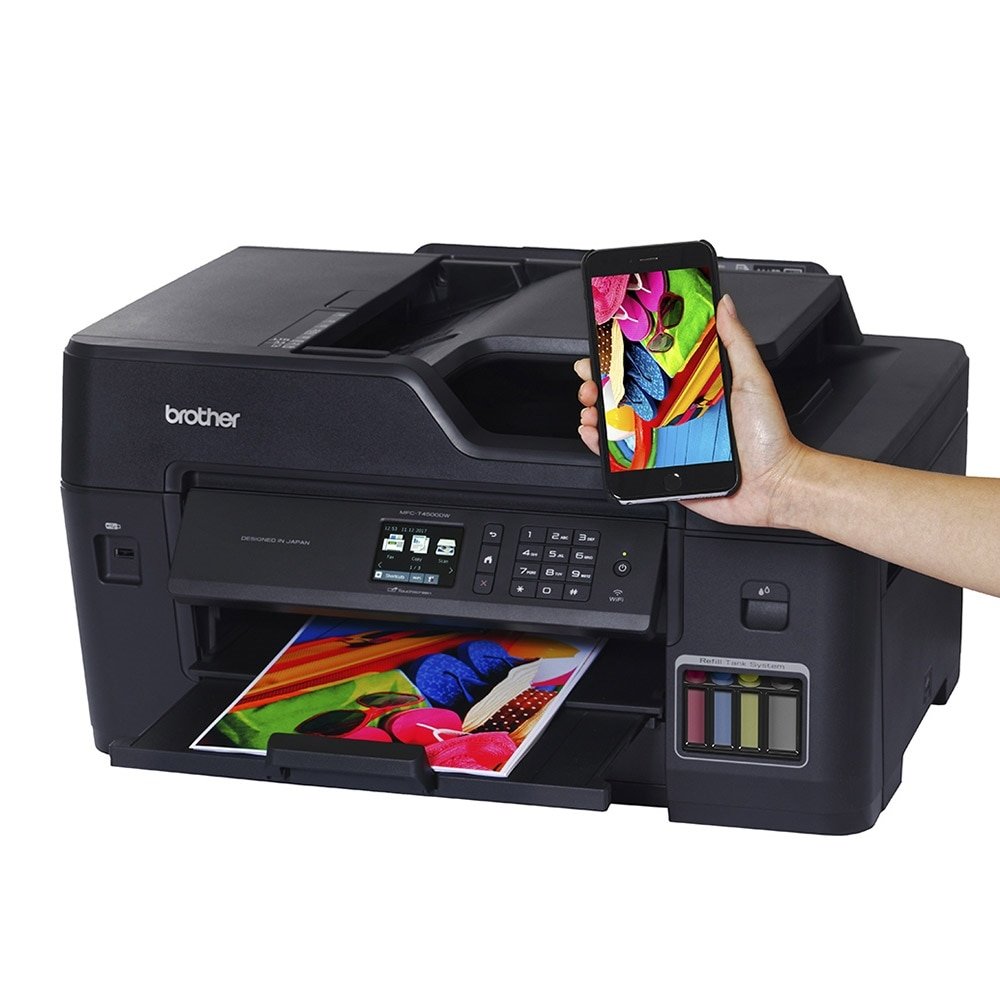 Multifuncional Brother Tank MFCT4500, Tanque de Tinta, Colorida, USB, Wi-Fi Direct, Ethernet, Fax, Preto, 110V