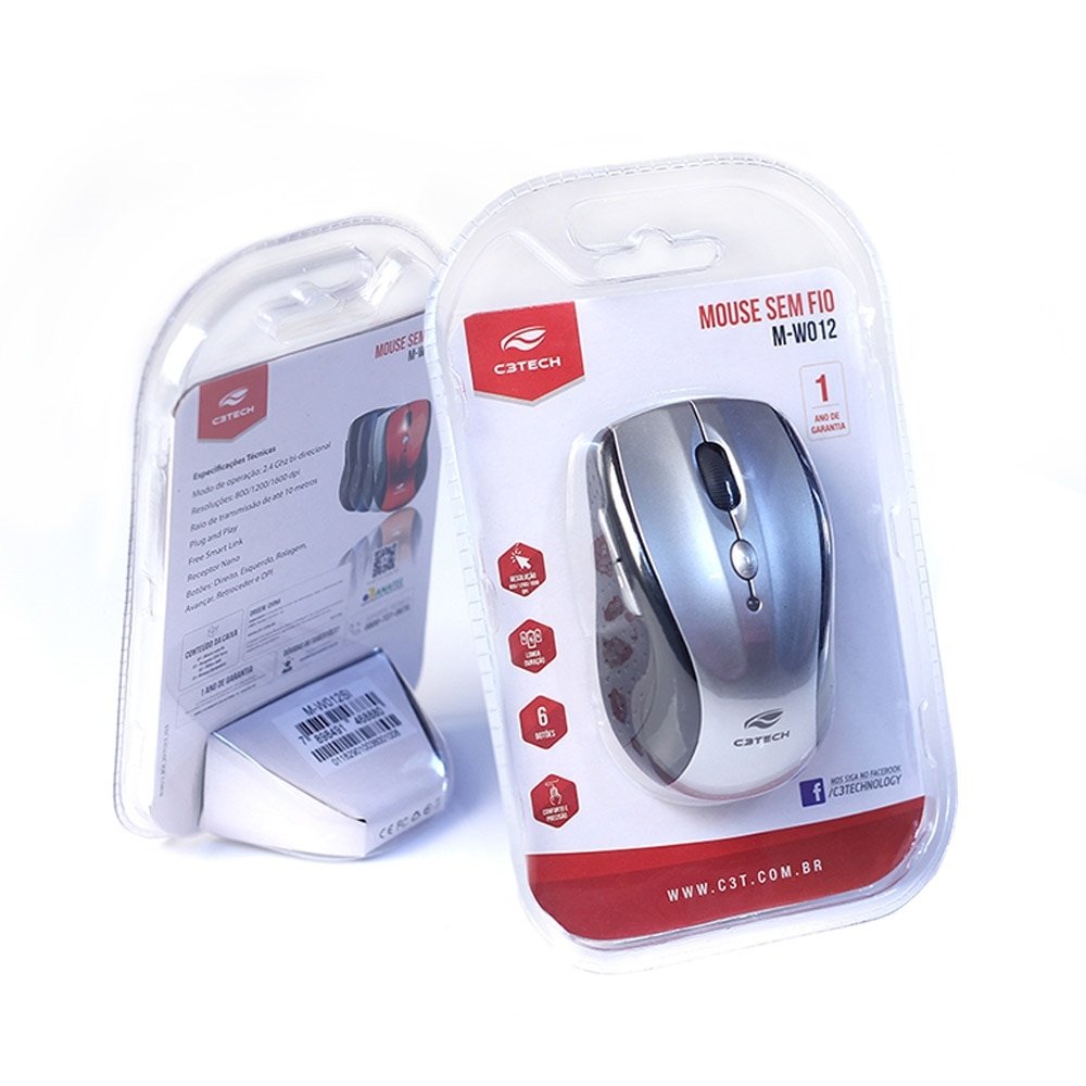 Mouse Óptico C3Tech MW012SI 800/1200/1600 DPI V2, Receptor Nano Sem Fio