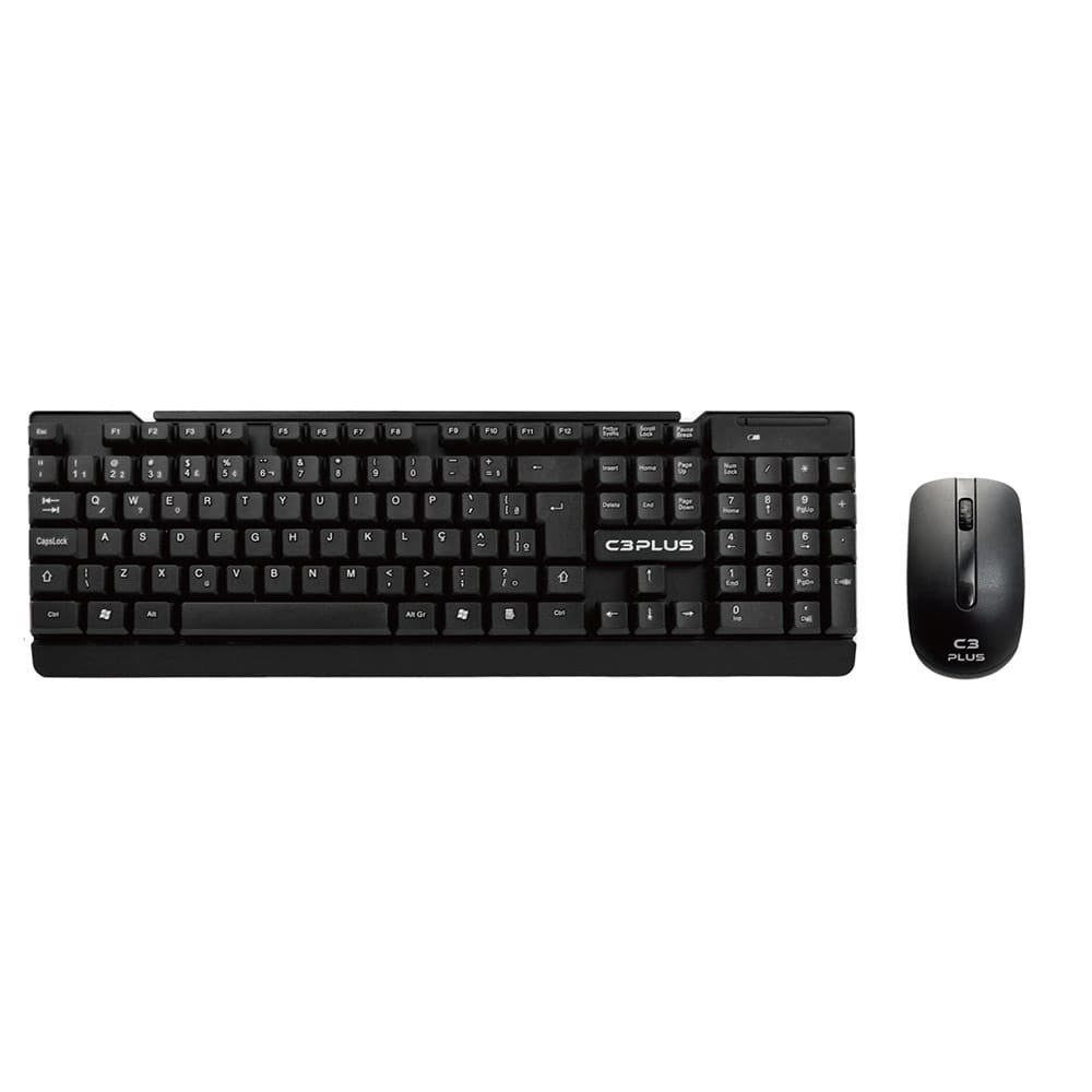 Kit Teclado e Mouse C3Plus KW11BK Sem Fio Preto