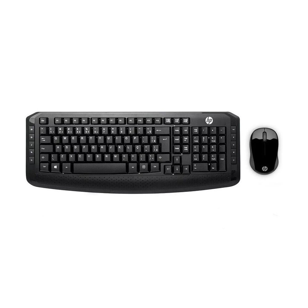 Kit Teclado e Mouse HP 300 3ML04AA,Receptor Nano, ABNT2, Sem Fio Preto