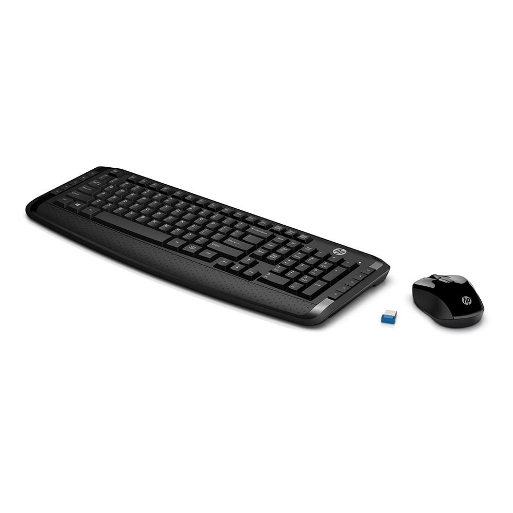 Kit Teclado e Mouse HP 300 3ML04AA,Receptor Nano, ABNT2, Sem Fio Preto
