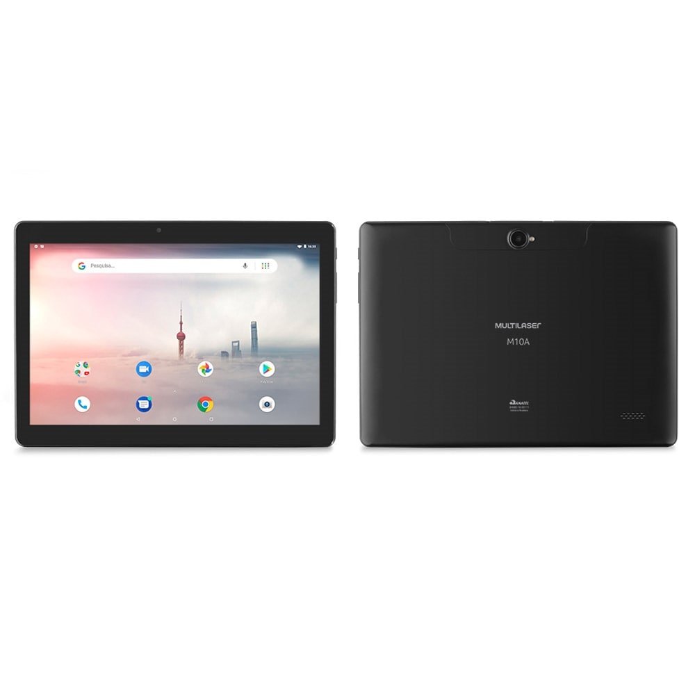 Tablet Multilaser M10A Preto, Tela 10", 3G+Wi-Fi, Android 9, Câmera Traseira de 5.0MP e Frontal de 2.0MP, 2GB RAM, 32GB