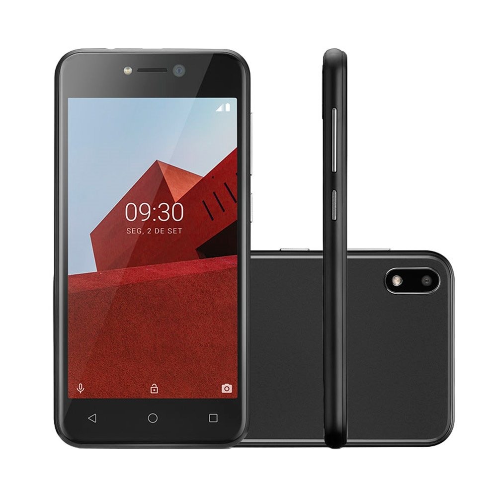 Smartphone Multilaser E P9128,Preto, Tela 5.0", 3G+ Wi-Fi, Android 8.1, Câm Traseira 5MP+5MP e Frontal, 32GB, 512MB RAM