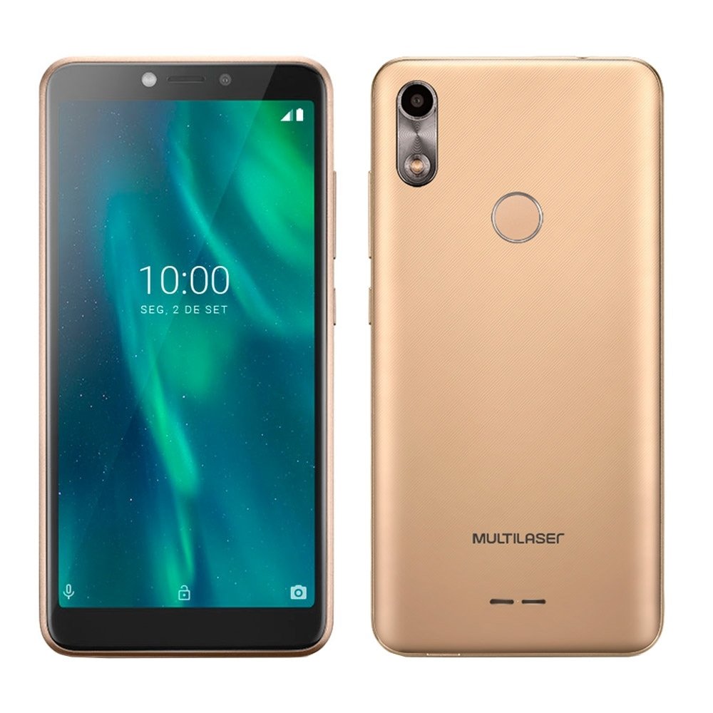Smartphone Multilaser F P9131, Dourado, Tela 5.5", 3G+ Wi-Fi, Android 9.0, Câm Traseira 5MP+5MP e Frontal, 32GB, 1GB RAM