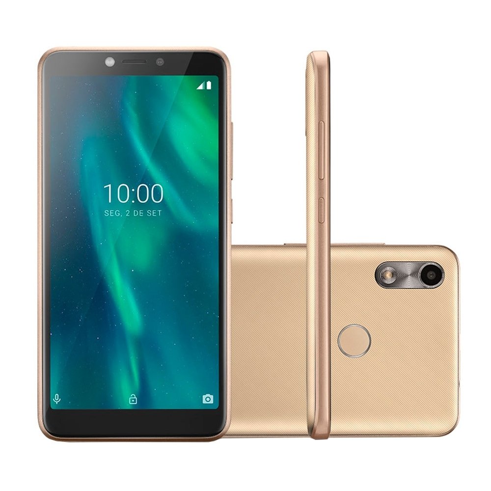 Smartphone Multilaser F P9131, Dourado, Tela 5.5", 3G+ Wi-Fi, Android 9.0, Câm Traseira 5MP+5MP e Frontal, 32GB, 1GB RAM