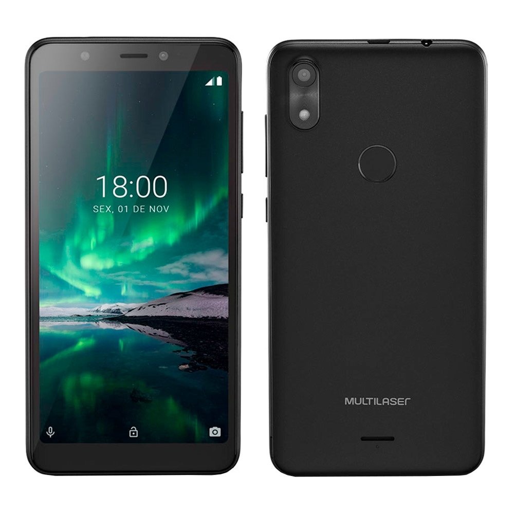 Smartphone Multilaser F PRO P9118, Preto, Tela 5.5", 4G+ Wi-Fi, Android 9, Câm Traseira 5MP+5MP e Frontal, 16GB, 1GB RAM