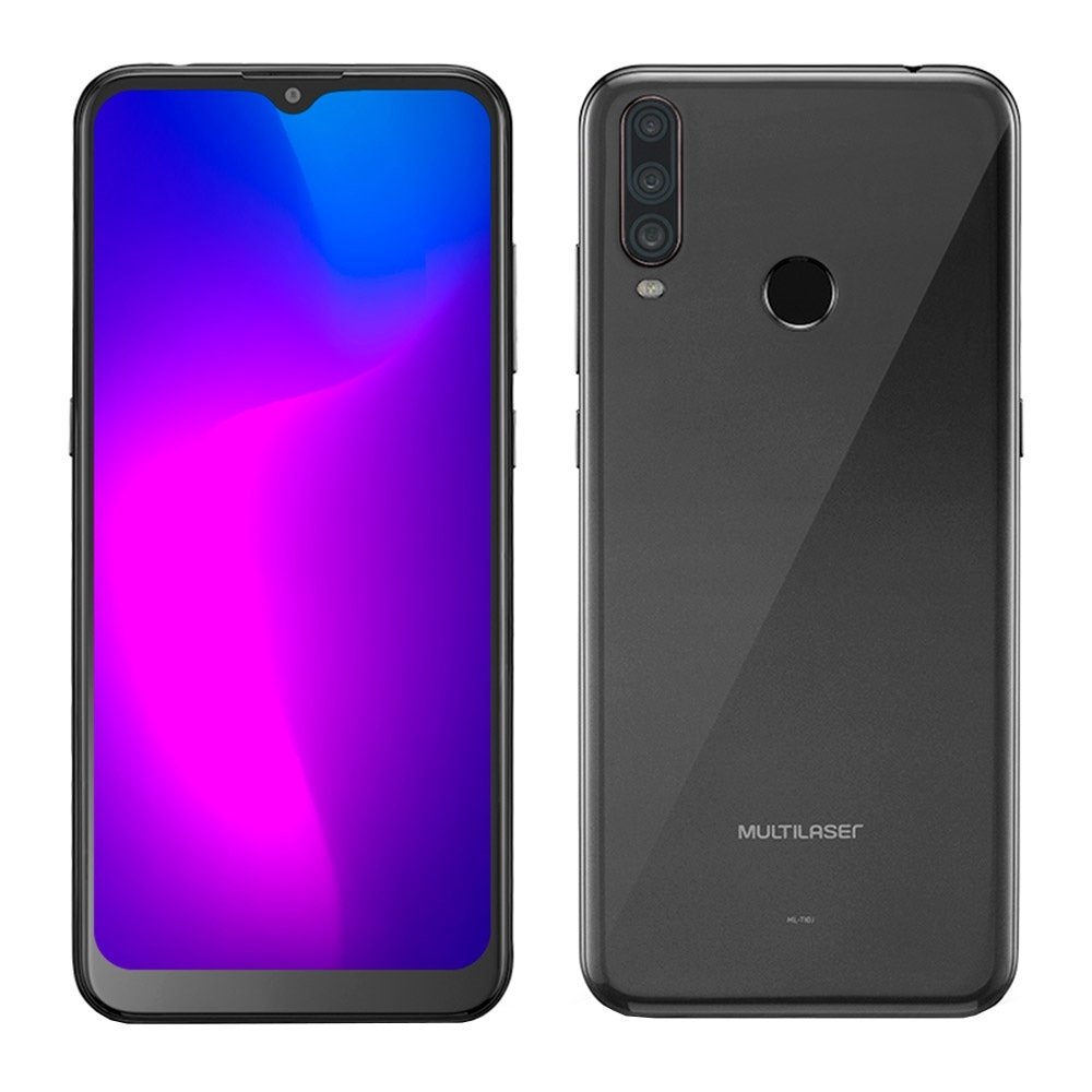 Smartphone Multilaser G Pro 2 P9125, Preto, Tela 6.5", 4G+Wi-Fi, Android 10, Câm Traseira 13+2+5MP e Frontal, 32GB 2GB RAM