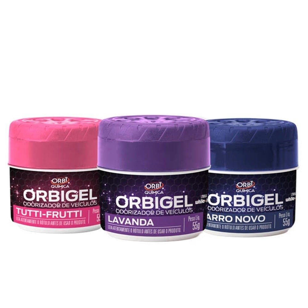 Orbi Gel Odorizador de Veiculos Mix (Fragrâncias Sortidas) 55g Embalagem com 24 Unidades