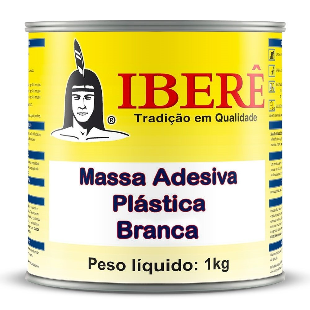 Massa Adesiva Plástica Ibere Branca 1Kg Maxi Rubber - Embalagem c/ 12 unidades