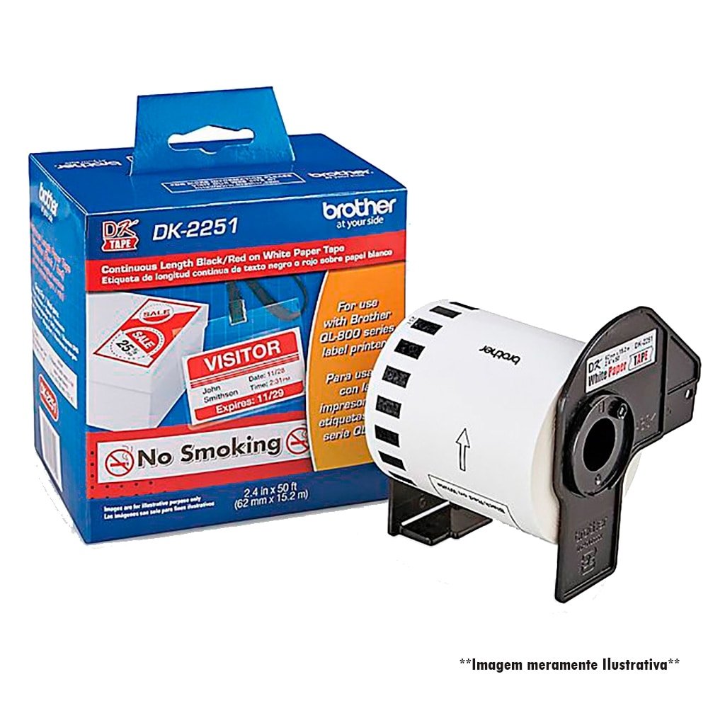 Etiqueta Brother DK2251 para Impressora Térmica Preto/Vermelho