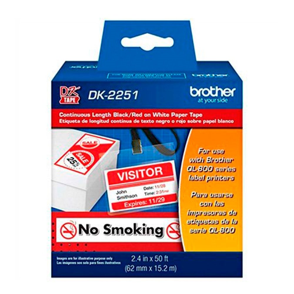 Etiqueta Brother DK2251 para Impressora Térmica Preto/Vermelho