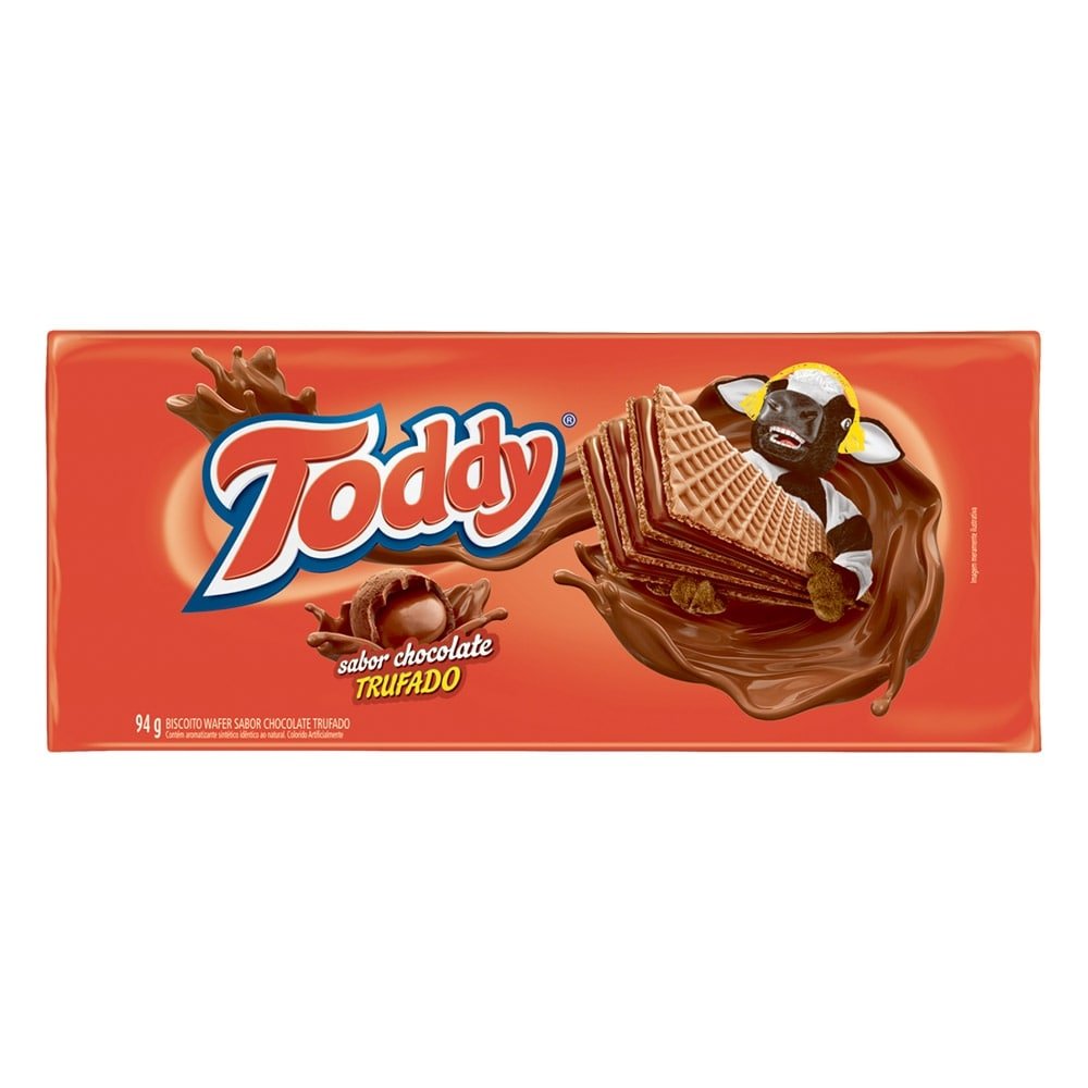 Biscoito Toddy Wafer Chocolate Trufado 94g - Embalagem com 58 Unidade