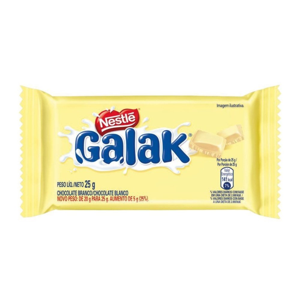 Chocolate Nestlé Galak  Tablete 25g - Embalagem com 22 Unidades