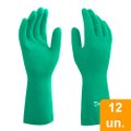 Luva Imbat Látex Forrada Multiuso Verde Tamanho 9 - Embalagem com 12 Pares