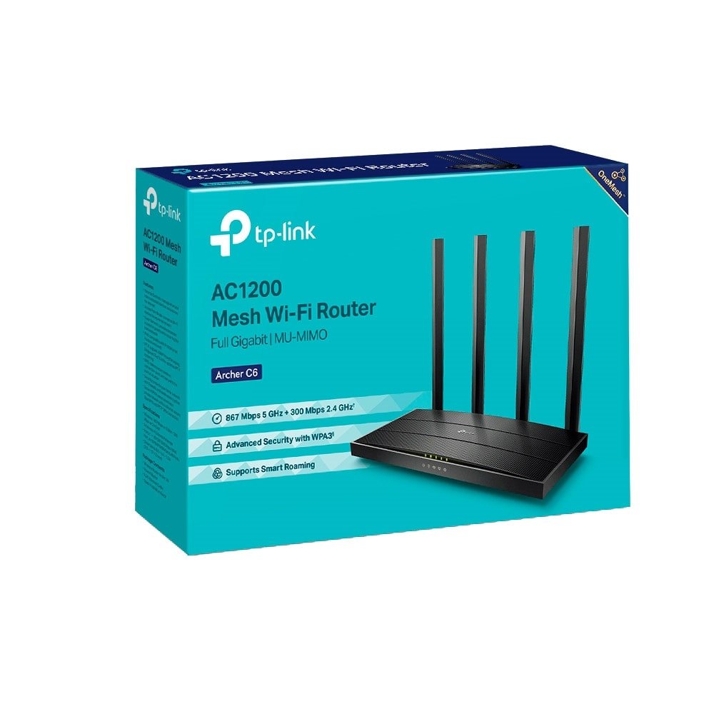 Roteador TP-Link Archer C6 BR | Gigabit AC1300 4 Portas LAN 4 Antenas Externas Versão 4.0 Preto