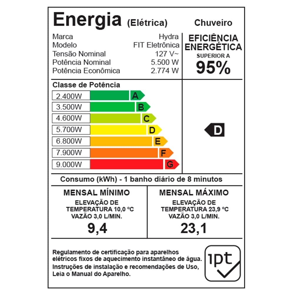 Chuveiro Ducha Hydra Fit Eletrônica 5500W 110V