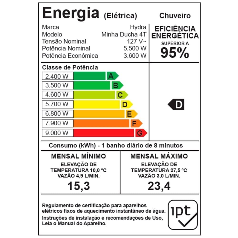 Chuveiro Ducha Hydra Minha Ducha Multi 4 Temperaturas 5500W 110V
