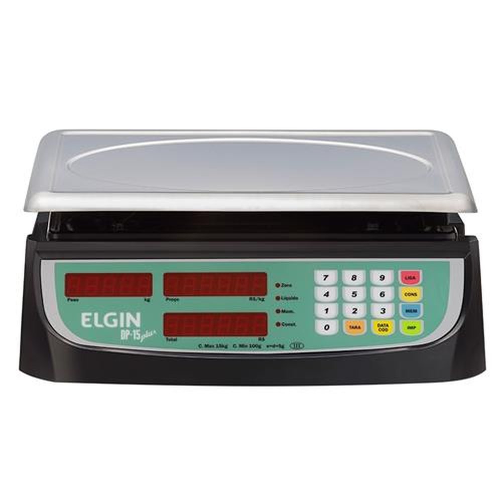 Balança Computadora Elgin DP15-Plus 15Kg/2G, com Bateria Recarregavél, Preto, Bivolt