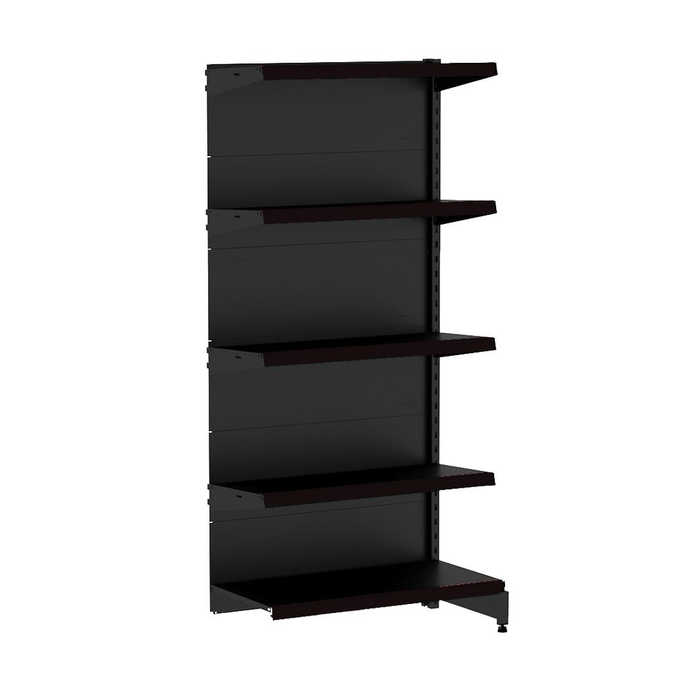 Gôndola Amapá Premium Flex 60 Continuação Parede 1,96 x 0,92 x 0,35/0,40 com 5 Prateleiras, Preto