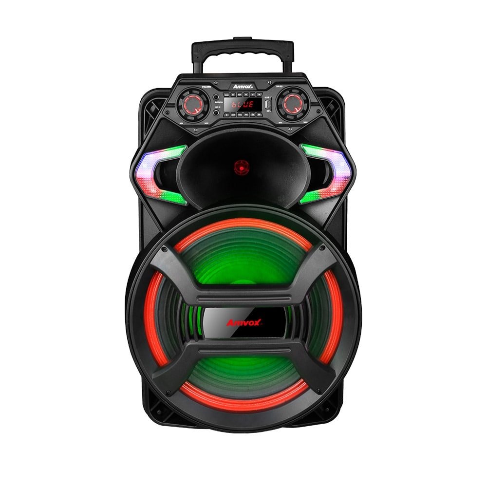 Caixa de Som Amplificada Amvox ACA800 Gladid, UBS, FM, Led, Bateria, Bluetooth, 850W, Bivolt