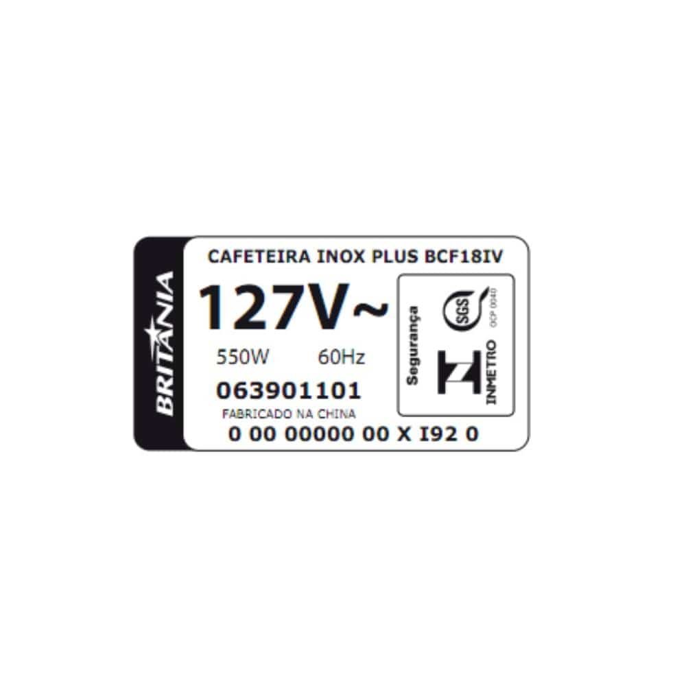 Cafeteira Elétrica Britânia BCF18IV Plus - 18 Cafés, Jarra de Vidro, Vermelho/Inox, 110V