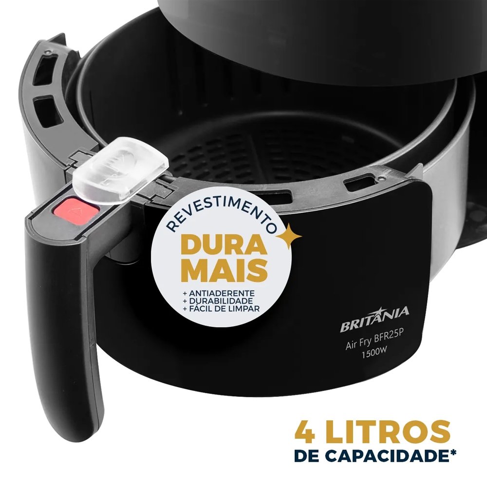 Fritadeira sem Óleo Air Fryer Britânia BFR25P - 4 Litros, 1500W, Preto, 110V