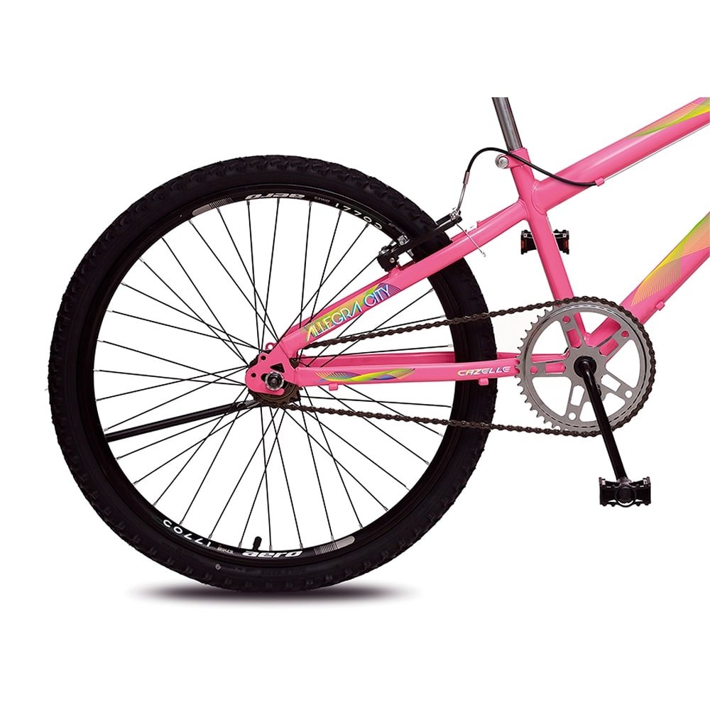 Bicicleta Juvenil Colli Allegra City, Aro 24, Quadro Tamanho 14,Aço Carbono, Freios VBrake, Rosa Neon