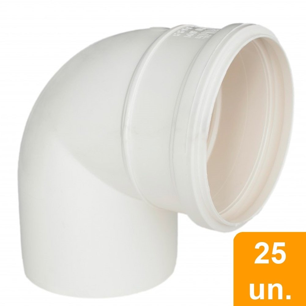 Joelho Esgoto 90º Plastilit 75mm - Embalagem com 25 Unidades